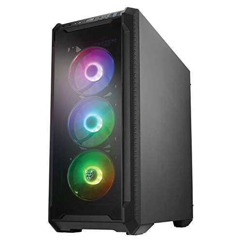 FSP E-ATX Mid Tower PC Gaming Case with 2 Tempered Glass Panels, 4 Addressable RGB Fans, ASUS & MSI Motherboard Sync (CMT520 PLUS)