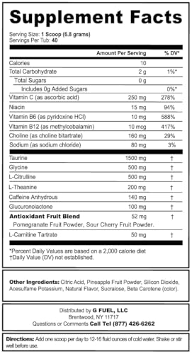G Fuel Dragon Ball Z Energy Drink Powder, Pre Workout Caffeine Mix for Gaming, Sugar Free Focus Amino, Vitamin + Antioxidants, 9.9oz (Lemonade, 40 Servings)