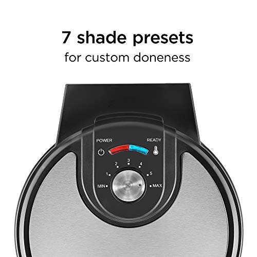 Chefman AntiOverflow Belgian Waffle Maker w/Shade Selector, Stainless