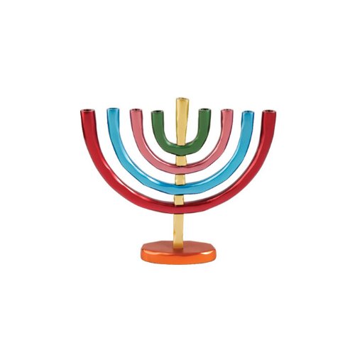 Yair Emanuel Anodized Aluminum Hanukkah Menorah with Bright Colors