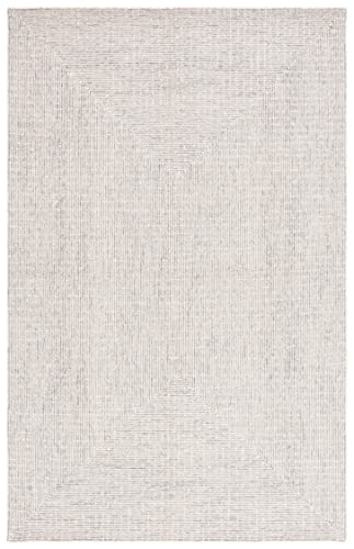 SAFAVIEH Abstract Collection Area Rug - 6' x 9', Grey & Ivory, Handmade Wool, Ideal for High Traffic Areas in Living Room, Bedroom (ABT480F) at Amazon