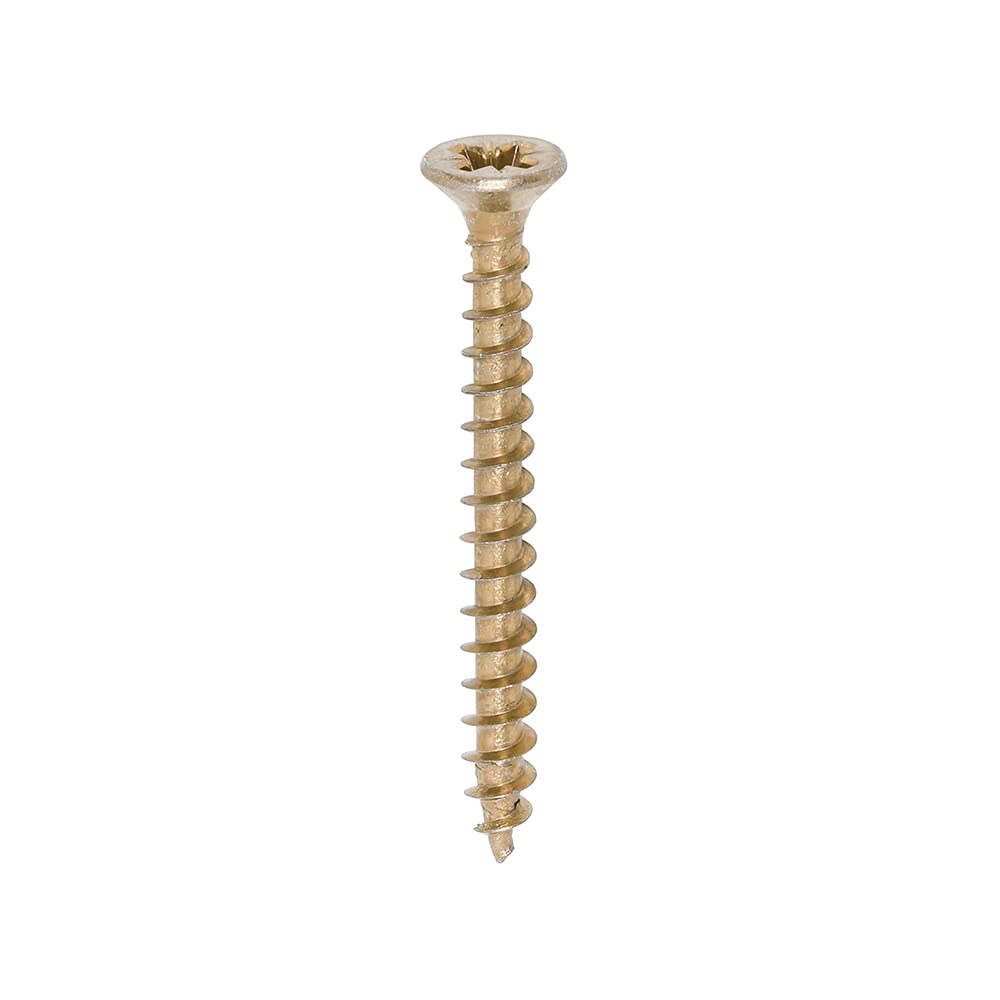 TIMCO Solo Chipboard & Woodscrews - Gold - 4.0 x 40 - Box of 200 - A Single Thread woodscrew mainly Used in Various Types of Timber and Man-Made Boards or into Masonry with The use of Plastic Plug — image 1