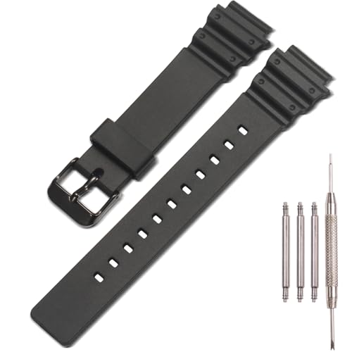 Reisn watch band Compatible with Casio MRW-200H Men's Women's Black Metal buckle Strap MRW200H Replacement Wristband