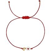 SHINUS BOHO Red Initial Bracelet Initial Letter String Gold Bracelets for Women Men Heart Shape Braided Bracelets Personalized Birthday Valentines Gifts for Mom Sister.