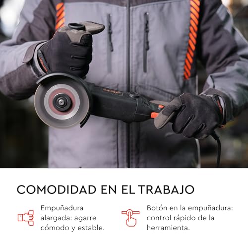 Angle Grinder GL-125S 125mm 860W - Variable Speed 4000-11000 RPM, Soft Start, 3m Cable, M14 Thread, Auxiliary Grip, RS Dust Protection, by Dnipro-M