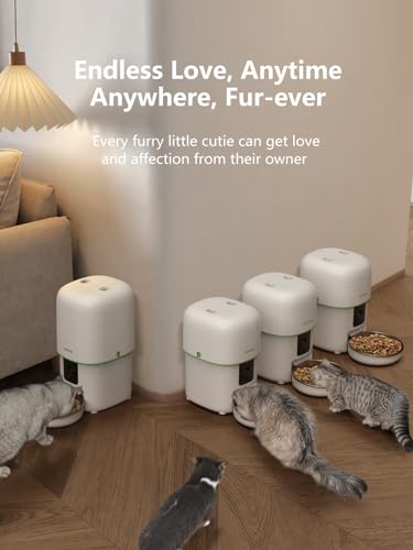 Yuposl Automatic Cat Feeder with Camera, 5G WiFi Cat Food Dispenser App Control 1080 HD Video with Night Vision, 4L Automatic Dog Feeder, Desiccant to Keep Dry Food Fresh, White