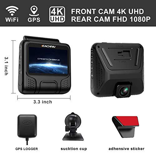 4K Dash Cam for Cars , EAHCPAI E100 Pro Dash Camera Dual Front and Rear