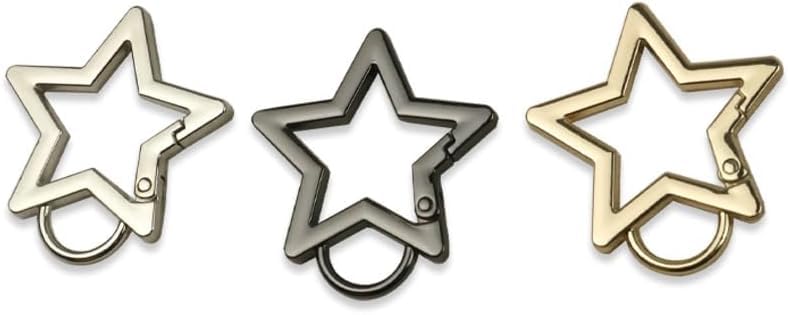 Star Shaped Stainless Steel Keychain Clip Carabiner Snap Hook Holder Star Carabiner Hook Clip Key Holder for Keys and Wallet with Key Chain Rings,Keychain Carabiner Accessory