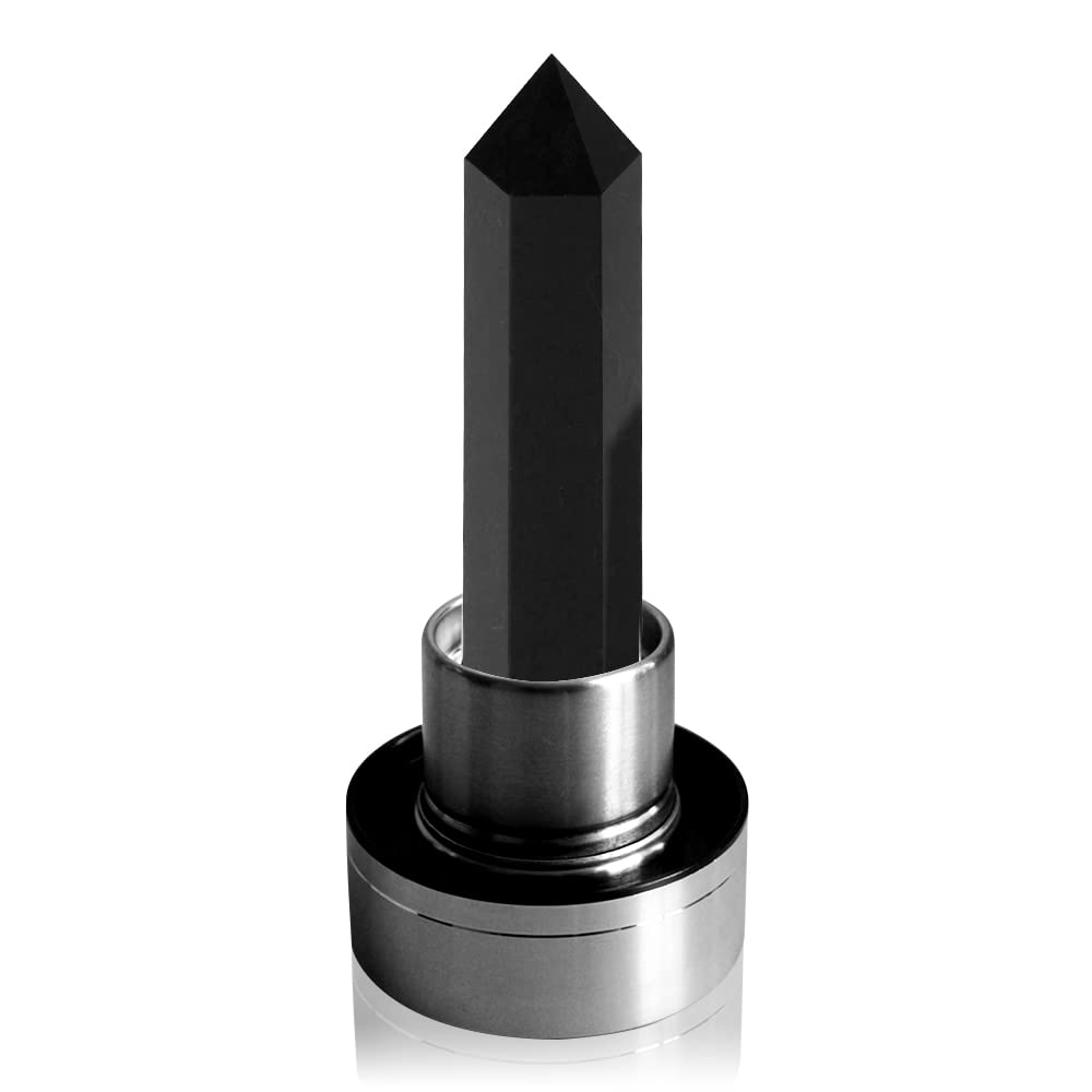 Tyuodna Crystal Water Bottle, Removable Natural Crystal Quartz Glass Water Bottle, Healing Natural Quartz Water Bottle, Portable Proof Leak Gemstone Bottle 550ml (Obsidian)