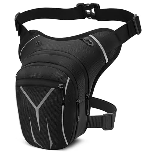 VOBUKE Motorcycle Leg Bag Waterproof Tactical Leg Bag Leg Bag Sports Waist Bag Waist Bag Men Women with Reflective for Travel Camping Trekking Cyling Outdoor