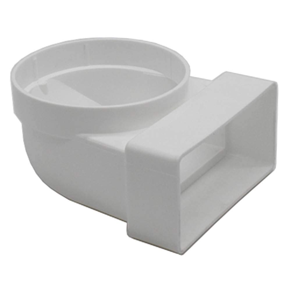 Kair Elbow Bend Adaptor 110mm x 54mm to 100mm - 4 inch Rectangular to Round 90 Degree Bend Adapter for Converting to Different Size Plastic Ducting Systems - Female โ image 1