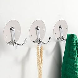 Vanloory Bath Towel Hooks, 5 Pack Double Prong Coat