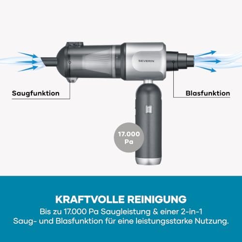 3-in-1 Akku-Handstaubsauger, Luftbläser & Aufpumper, Staubgebläse, für Luftmatratzen, Auto, Haushalt, 3 Stufen, 17000Pa, Kabellos, 240000U/min, S-Power Duoboost, 120W, anthrazit, HV 7149