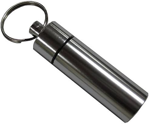 Slim Pillbox Keychain Compact Aluminum Water Proof Pill Box Case, by True Decor(TM)