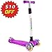 BELEEV Scooters for Kids Ages 3-12, 3 Wheel Kick Scooter for Toddlers Girls Boys, Adjustable Height, Lean to Steer, Extra-Wide Deck, Light Up Wheels, Lightweight Push Scooter for Children (Purple)