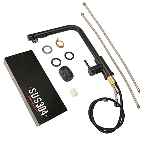 EYSCOTA Küchenarmatur, Spültisch-Mischbatterie aus massivem Messing mit Pull-Down-Sprayer, Einhebel-Einloch-360 ° -Spültischarmatur kalt und heiß, mattschwarz