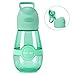 GARUNK Water Bottle for Kids with Cooling Fan and Handle for Girls & Boys, Spill/Leak-Proof BPA-Free 14oz 400ml, Green