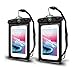 SAVVY Waterproof Cell Phone Pouch/Dry Bag with Neck Lanyard & Compass - Cruise Essentials - Protects iPhone, Samsung, Google, Sony Moto - Credit Cards, Cash, Name Tags, Badge Holders (2-Pack, Black)