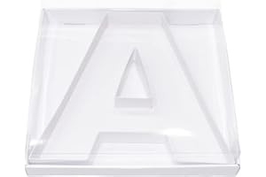 WENPACK 12.5" Cardboard Letter Number Shaped Fillable Paper Mache Chocolate Covered Strawberry Decorative Gift Box Tray with Clear Lid (White, A)
