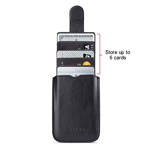 Phone Card Holder RFID Blocking, Pu Leather Back Phone Wallet Stick-OnPull up 5 Card Holder Universally Pocket Covers Credit Cards Cash for iPhone XS MAX /Android/Samsung/All Smartphones(Black)