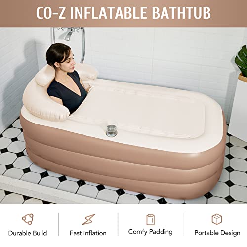 COZ Inflatable Bathtub with Electric Air Pump and Bath Pillow Headrest
