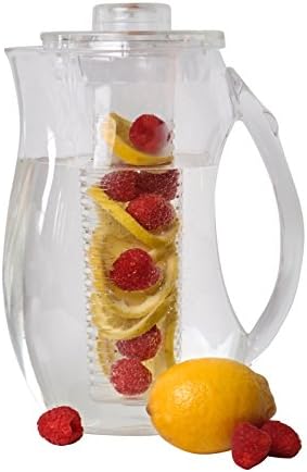 H2O LIFE BPA Free 93 Ounce/ 2.9 Quart Clear Acrylic Fruit Infusion Water Pitcher with FREE Recipe Booklet Included