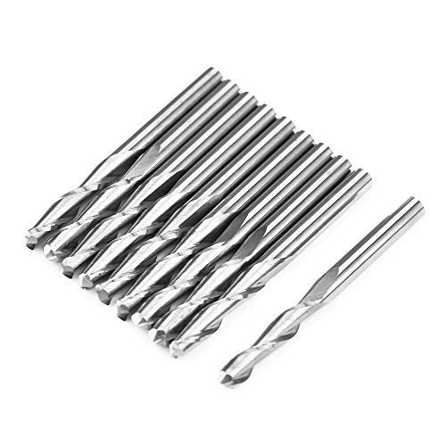 10-Piece Ball Nose End Mills Straight Milling Cutter Double Flute Long Router CNC Bits 1/8-Inch Shank Tungsten Steel Woodworking Milling Cutter Tools
