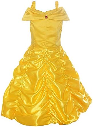 EONDEAR Little Girls Princess Belle Costume Halloween Layered Fancy Dress Yellow