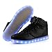 AFFINEST Led Light Up Shoes for Men Women High Top Casual Flashing Fashion Sneakers Leather Upper Boots with USB Charging(41,Black)