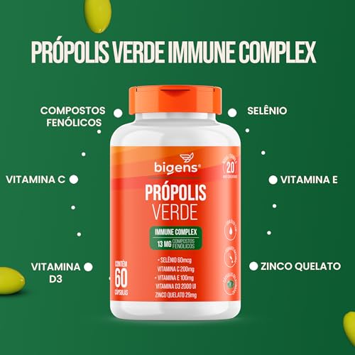 Própolis Verde, Immune Complex, 13mg Fenólicos + Vitaminas, Bigens