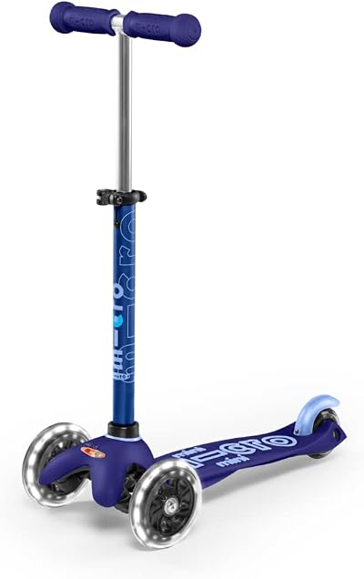 Micro Mini Micro Deluxe LED Scooter Blue 2-5 Years Easy Fold Handlebar