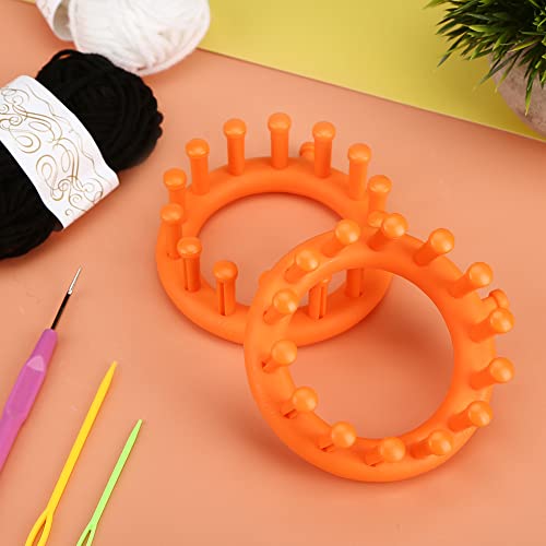 VGOODALL Round Knitting Loom Set Circular Loom Set with 2 Rolls Acrylic Yarn for Hat Scarf Shawl Sweater Sock Knitter