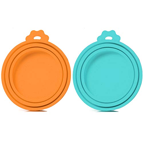 SLSON 2 Pack Pet Food Can Cover Universal Silicone Cat Dog Food Can