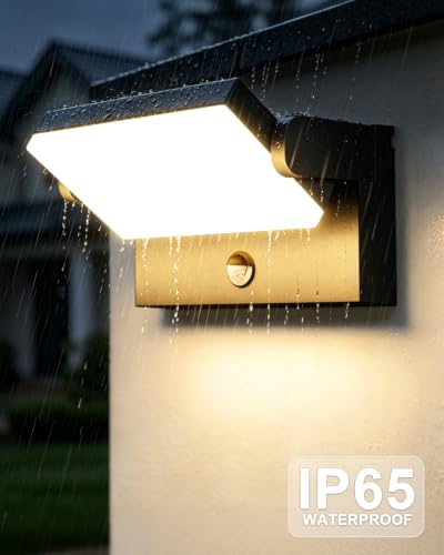 ledmo 60 W LED Outdoor Wall Lights with Motion Sensor Black Warm White 3000 K | 360° adjustable angle, wide lighting, robust and durable, IP65 waterproof design, outdoor/indoor, easy to manage