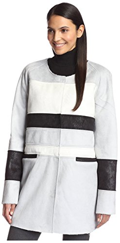 Sam Edelman Women's Aiden Faux Shearling Colorblock Coat, Grey Combo, L Sam Edelman Women's Aiden Faux Shearling Colorblock Coat, Grey Combo, L