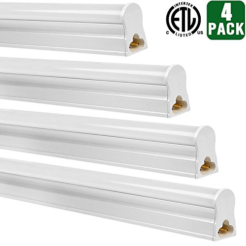 Hykolity 4ft 22W LED Flushmount Garage Shop Light Ceiling Lamp Linkable Under Cabinet Fixture 2200 Lumens 5000K Daylight White 32w Fluorescent Equivalent-Pack of 4
