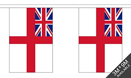 Flagtex White Ensign Giant Bunting – 18.25m Length – Fabric for Indoor & Outdoor Use – String Flags Banners Royal Navy UK Military Naval