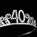 Frcolor Crystal Birthday Tiara,Rhinestone 40th Birthday Crown Princess Queen Party Headband for Women Girls (Silver)