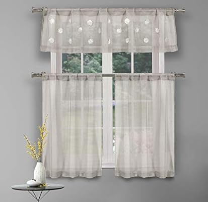 Amazon Com Kensie Daisy Kitchen Curtains 55x15 1 Piece 27 5x36