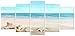 Pyradecor Seashell 5 Panels Seascape Giclee Canvas Prints Landscape Pictures Paintings on Modern Stretched and Framed Canvas Wall Art Sea Beach Pictures Artwork for Home Decor primary