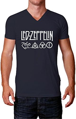 SumShirt Led Zeppelin A0229 Shirts Navy Mens V Neck T Shirt Short Sleeve