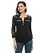 Zeagoo Women Casual Tops V-Neck 3/4 Sleeve Floral Lace Button Blouse Tops