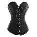 HLGO Lady's Sexy Flower Pattern Steampunk Bustier Metal Buckle Button Adjustable Back Lace Up Corset for Womens Black L Size