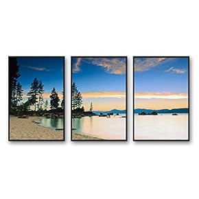 3 Piece Framed Canvas Wall Art for Living Room, Bedroom Lake Tahoe Canvas Prints for Modern Home Decoration Ready to Hang - 16"x24"x3 Panels