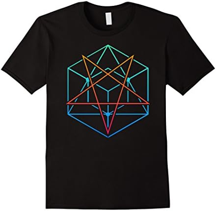 Mens Psychedelic Occult Pentagram T-Shirt XL Black