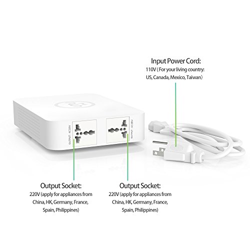 UMI 110V to 220V Step Up Voltage Converter 500Watts (LX-500) with wireless charging and USB port For China and Euro Appliances - Thumbnail 4