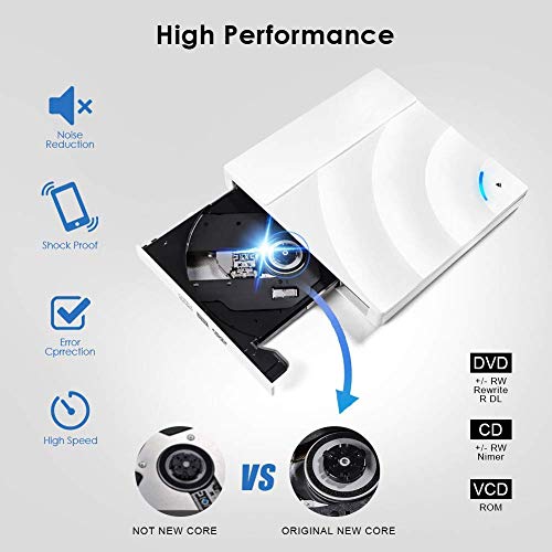External CD DVD Drive, Teqsunrise USB 3.0 Ultra Slim Portable CD DVD Writer Burner Player,External Optical Disc Drives for PC,Desktop and Laptop,Support Windows XP/Win7/8/10/Vista/Linux/Mac OS - Thumbnail 3