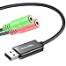 USB Audio Adapter, Gaming Headset to USB to 3.5mm Jack TRS AUX Adapter Built-in Chip USB Sound Card for Headset with Separate Plug [Metal Housing & Durable Braided] -DuKabel ProSeries