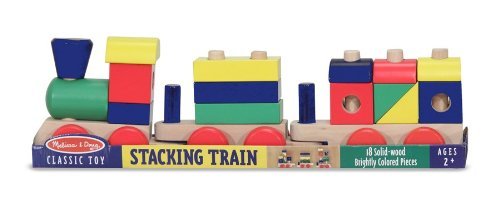 Melissa & Doug Stacking Train - Classic Wooden Toddler Toy (18 pcs)