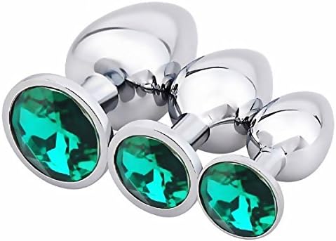 Vibratos Swinging Happy Gift Giving 3PCS Stainless Steel Pl-ugs Round Shaped Jeweled Design Plug Anale Seoy Stimulation Toys Green